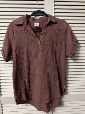 Magellan Outdoors Mauve Crinkle Gauze Short-Sleeve Tunic